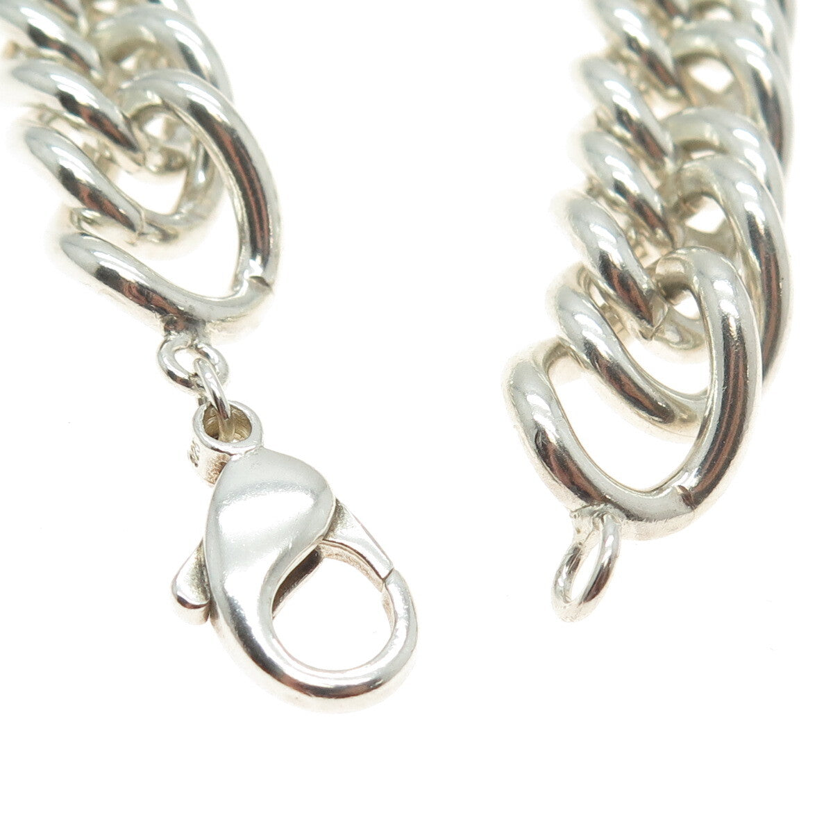 925 Sterling Silver Vintage Curb Link Heavy Bracelet 7.5"