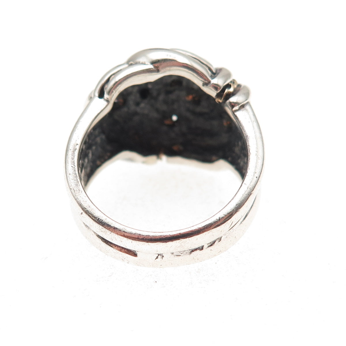 Chateau D’Argent Sterling Silver 2-Tone Vintage Modernist Knot Ring Size 7.25