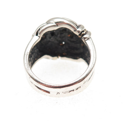 Chateau D’Argent Sterling Silver 2-Tone Vintage Modernist Knot Ring Size 7.25