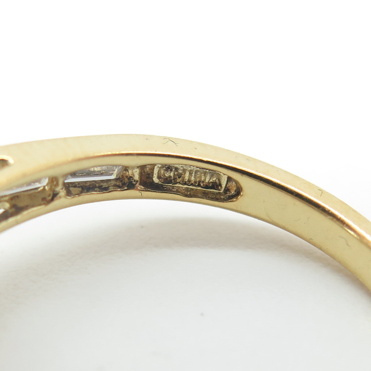 925 Sterling Silver Gold Plated Round-Cut C Z Engagement Ring Size 9.25