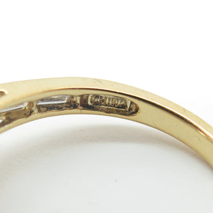 925 Sterling Silver Gold Plated Round-Cut C Z Engagement Ring Size 9.25