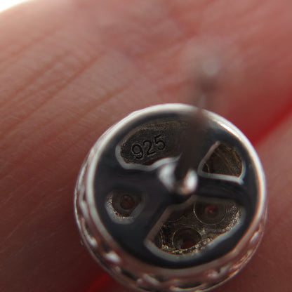 925 Sterling Silver Real Round-Cut Diamond Stud Earrings