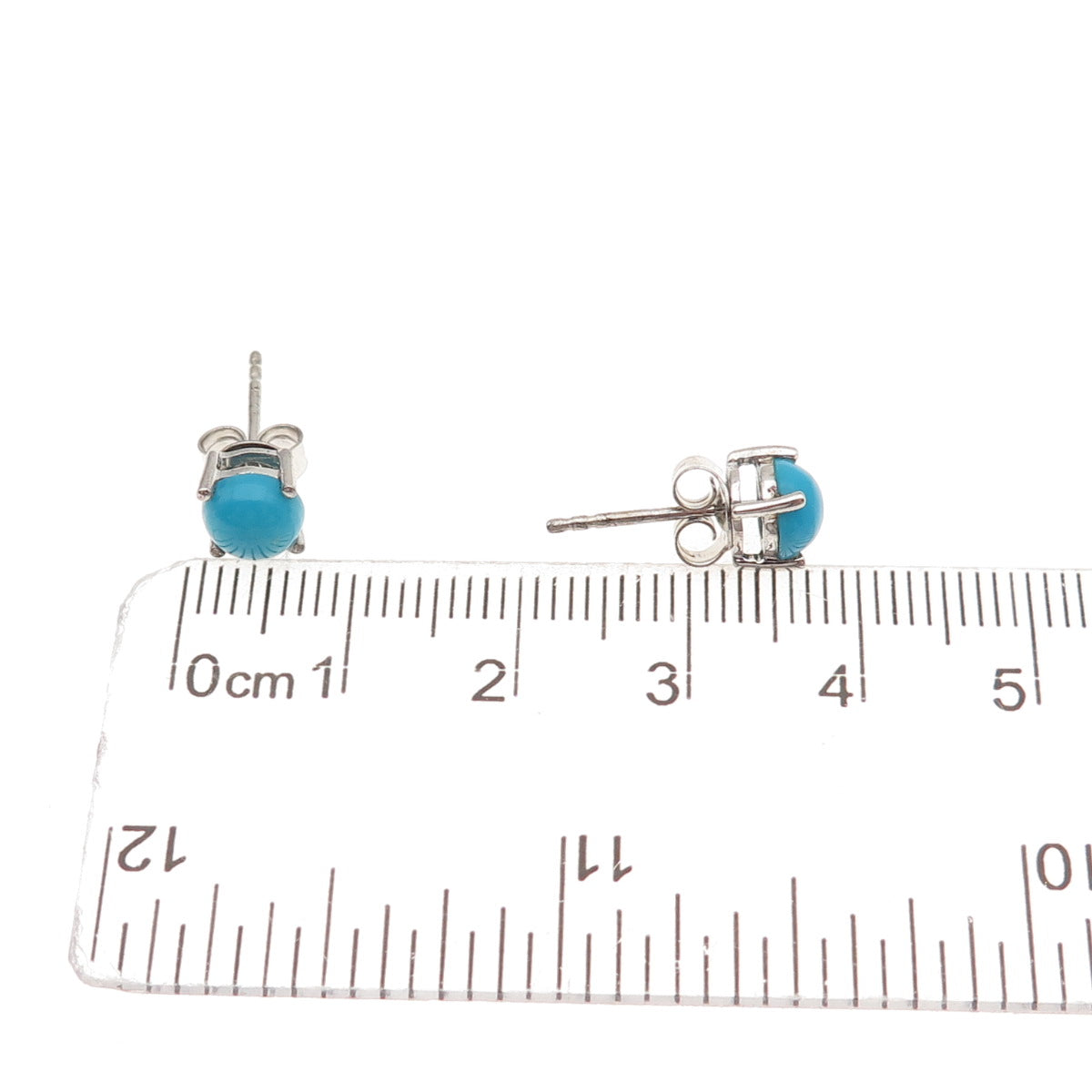 925 Sterling Silver Real Sleeping Beauty Turquoise Stud Earrings