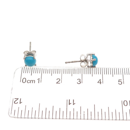 925 Sterling Silver Real Sleeping Beauty Turquoise Stud Earrings