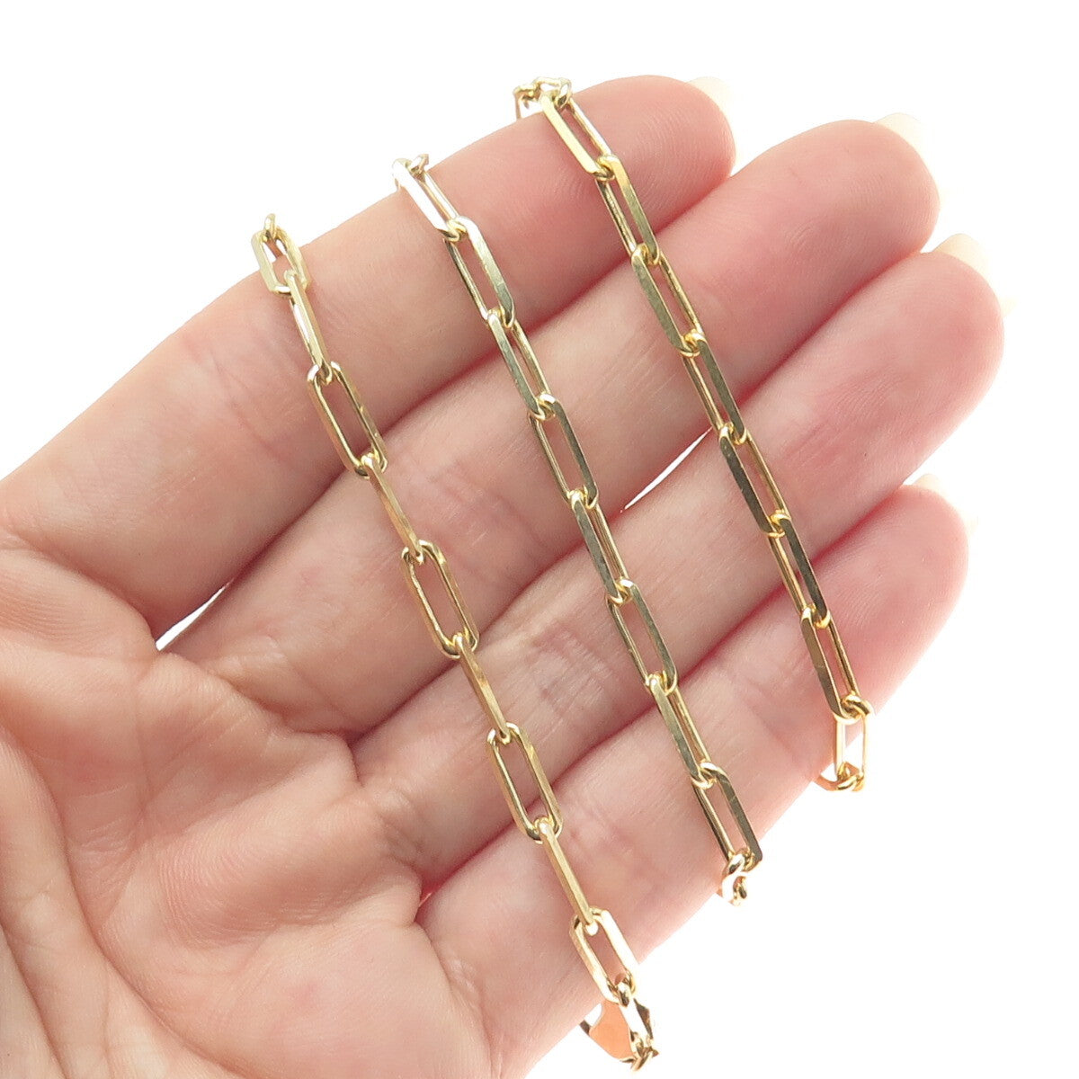 925 Sterling Silver Gold Plated Italy Paperclip Chain Necklace 18"