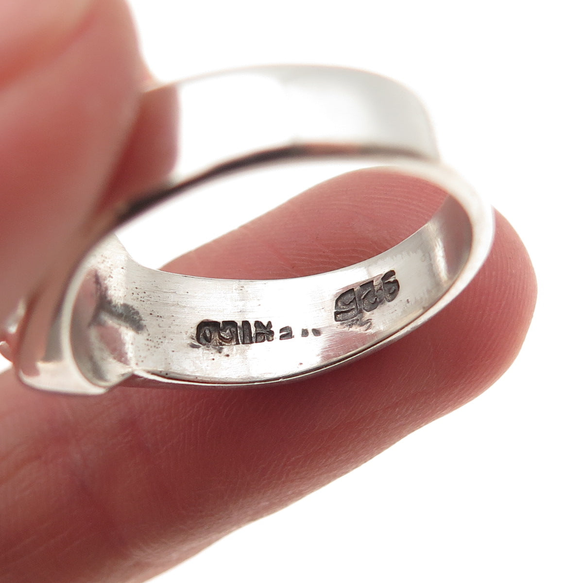 925 Sterling Silver Vintage Mexico Modernist Hook & Eye Ring Size 8.25