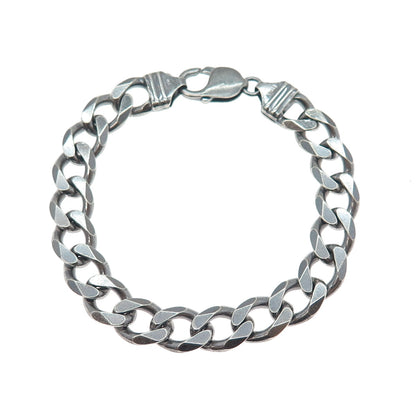 925 Sterling Silver Vintage Italy Curb Link Oxidized Bracelet 8"