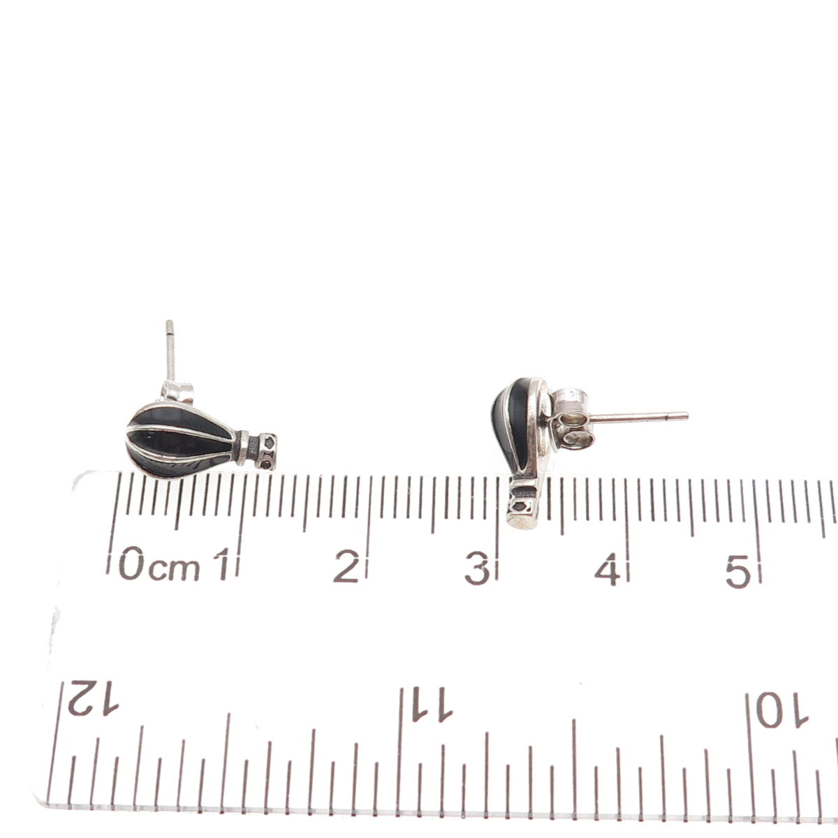 925 Sterling Silver Vintage Enamel Hot Air Balloon Stud Earrings