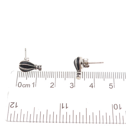 925 Sterling Silver Vintage Enamel Hot Air Balloon Stud Earrings