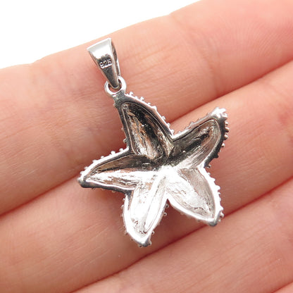 925 Sterling Silver Starfish Granulated Charm Pendant
