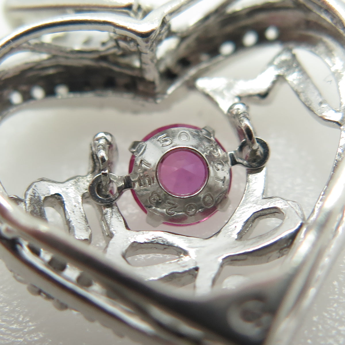 925 Sterling Silver Lab-Created Pink Sapphire & White Topaz "MOM" Heart Pendant