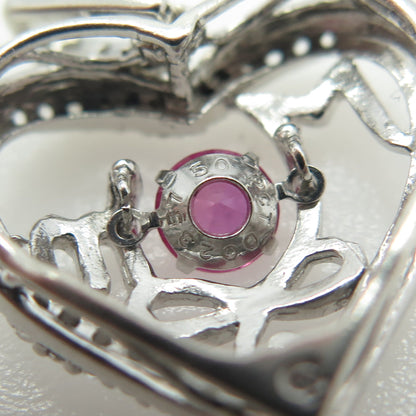 925 Sterling Silver Lab-Created Pink Sapphire & White Topaz "MOM" Heart Pendant