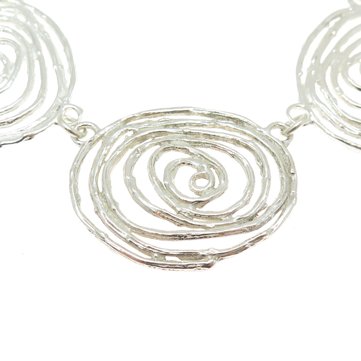 JEZLAINE 925 Sterling Silver Vintage Modernist Spiral Chain Necklace 16"