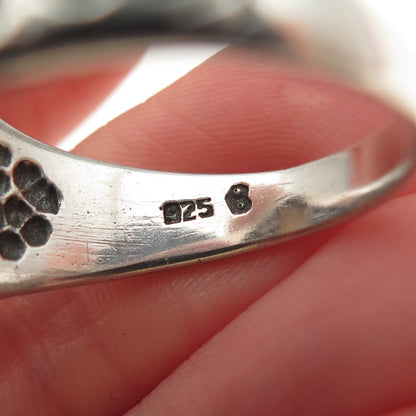 925 Sterling Silver Vintage Real Black & White Onyx Yin Yang Ring Size 11.75
