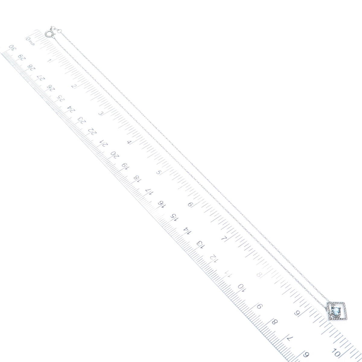 925 Sterling Silver Real Blue Topaz & C Z Singapore Chain Necklace 19"