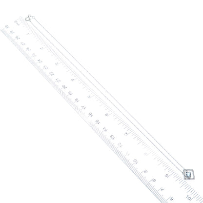 925 Sterling Silver Real Blue Topaz & C Z Singapore Chain Necklace 19"