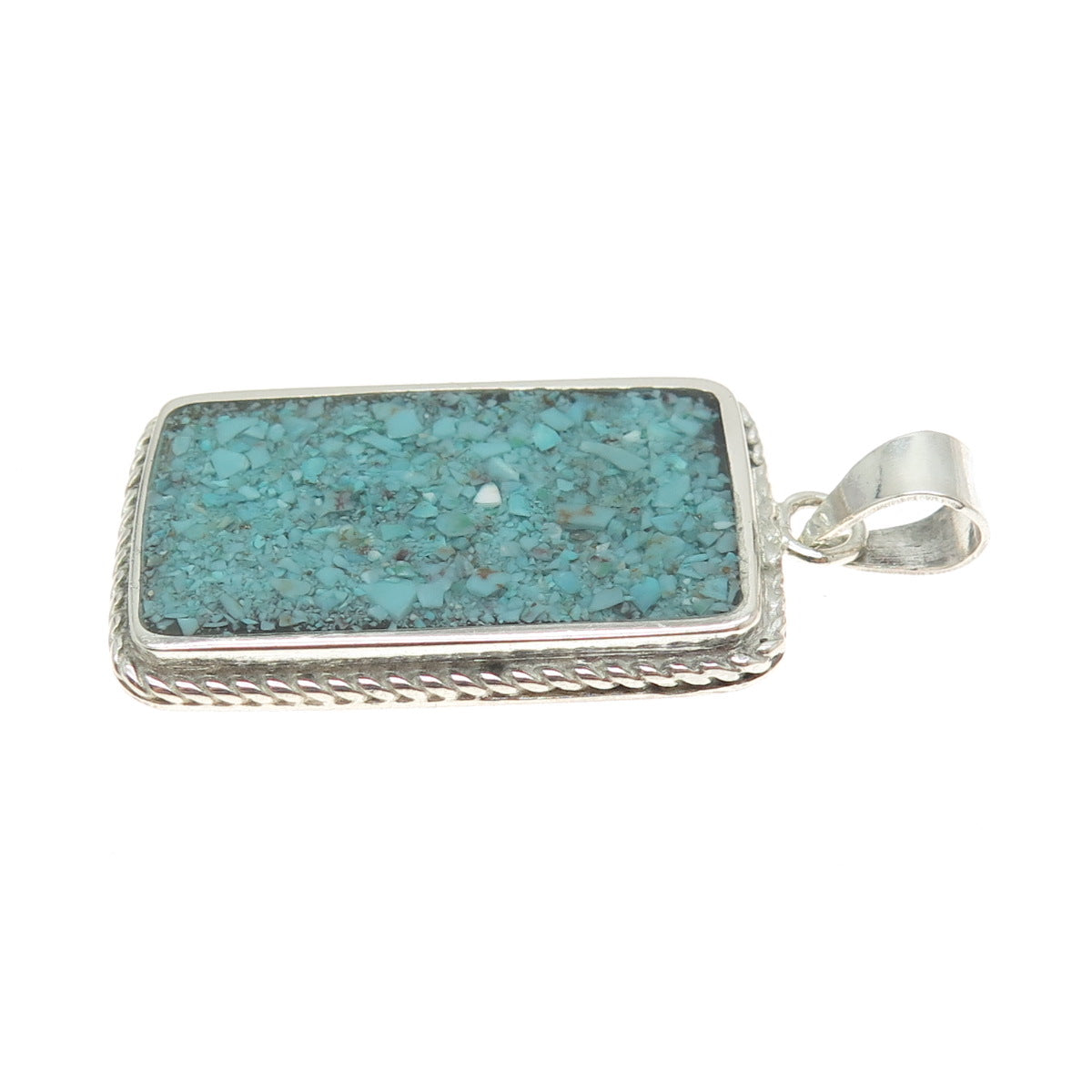 800 Silver Vintage Egypt Real Turquoise Inlay Pendant