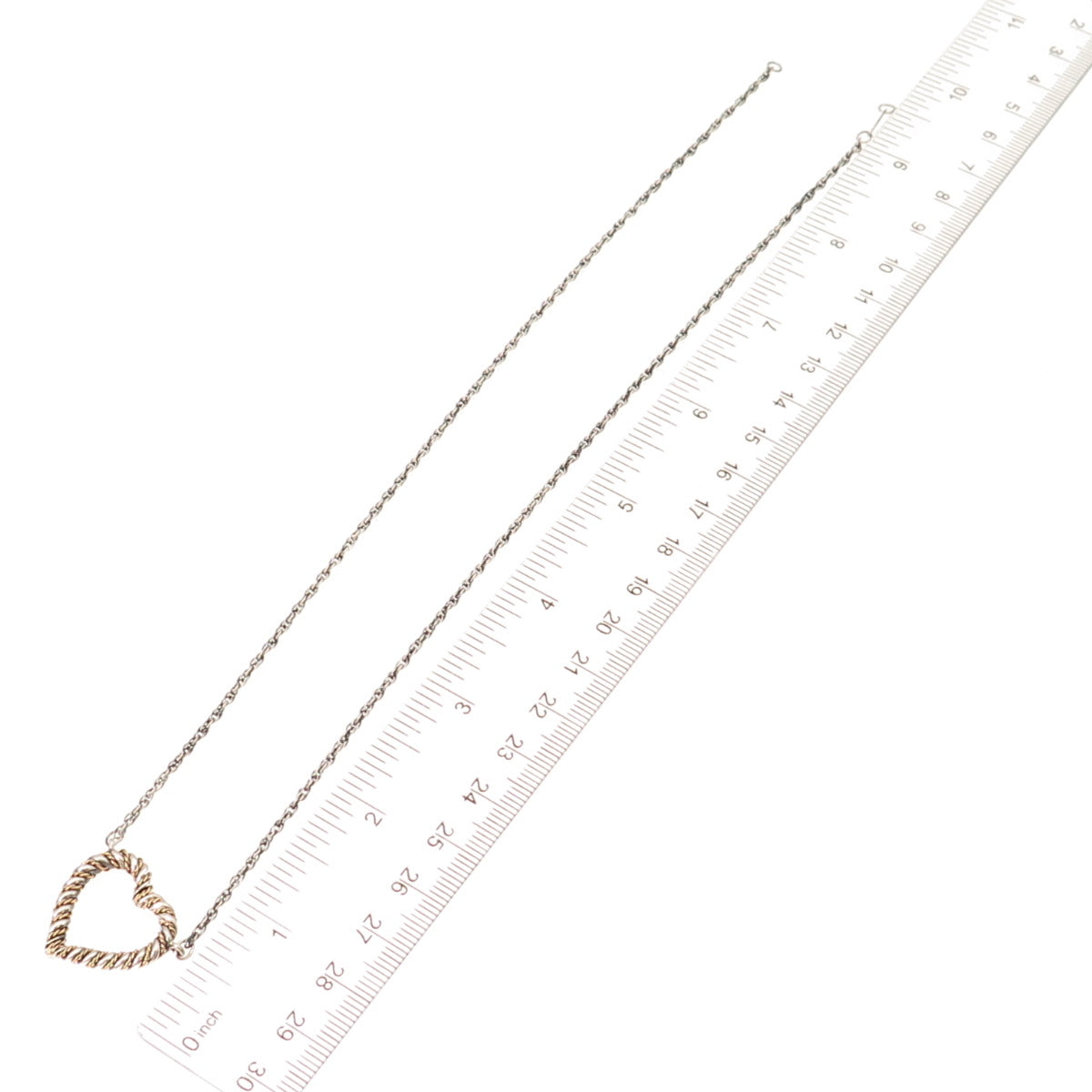 Tiffany & Co. Sterling Silver 18K Gold Vintage Heart Necklace 18" (missing lock)