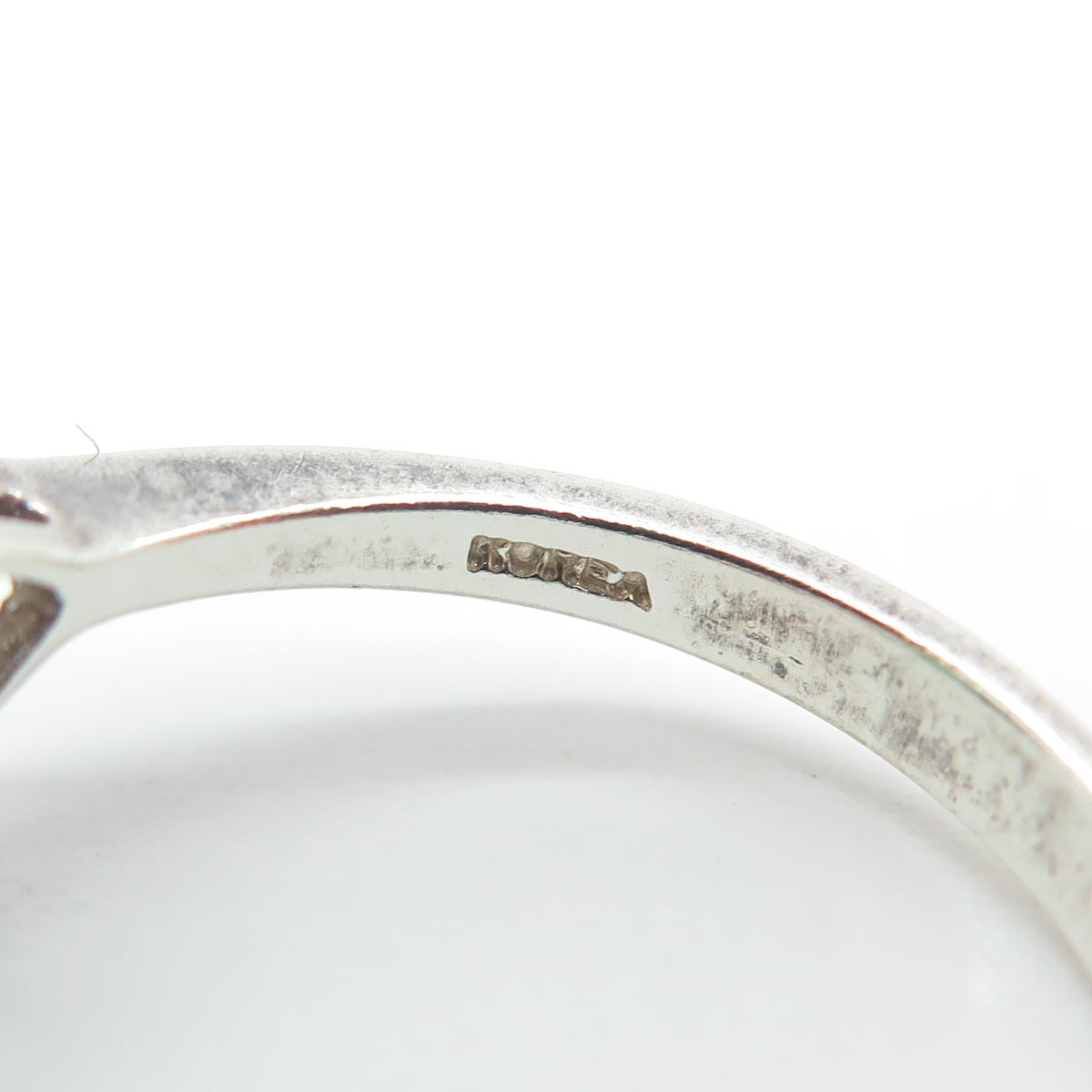 925 Sterling Silver Oval & Heart-Cut Green White C Z Ring Size 8.75