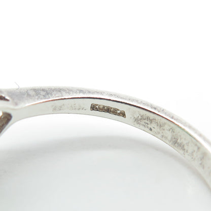 925 Sterling Silver Oval & Heart-Cut Green White C Z Ring Size 8.75