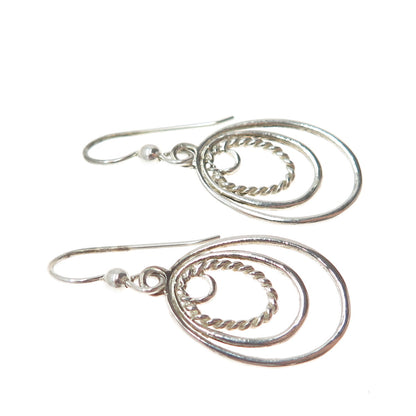 925 Sterling Silver Vintage Multi-Circle Dangle Earrings
