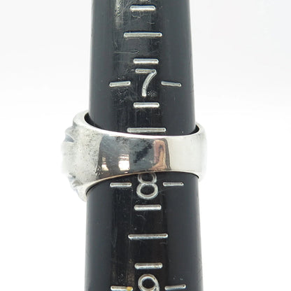 925 Sterling Silver Vintage Ribbed Ring Size 8