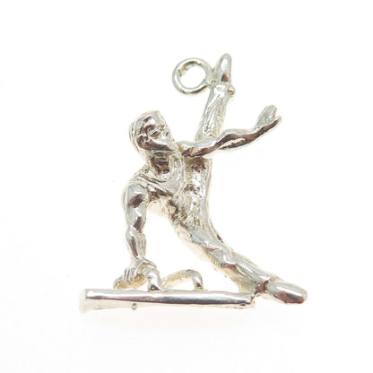 925 Sterling Silver Vintage Athlete / Gymnast 3D Pendant