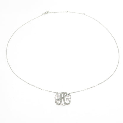925 Sterling Silver Pave C Z Letter "H" Initial Cable Chain Necklace 16-18"