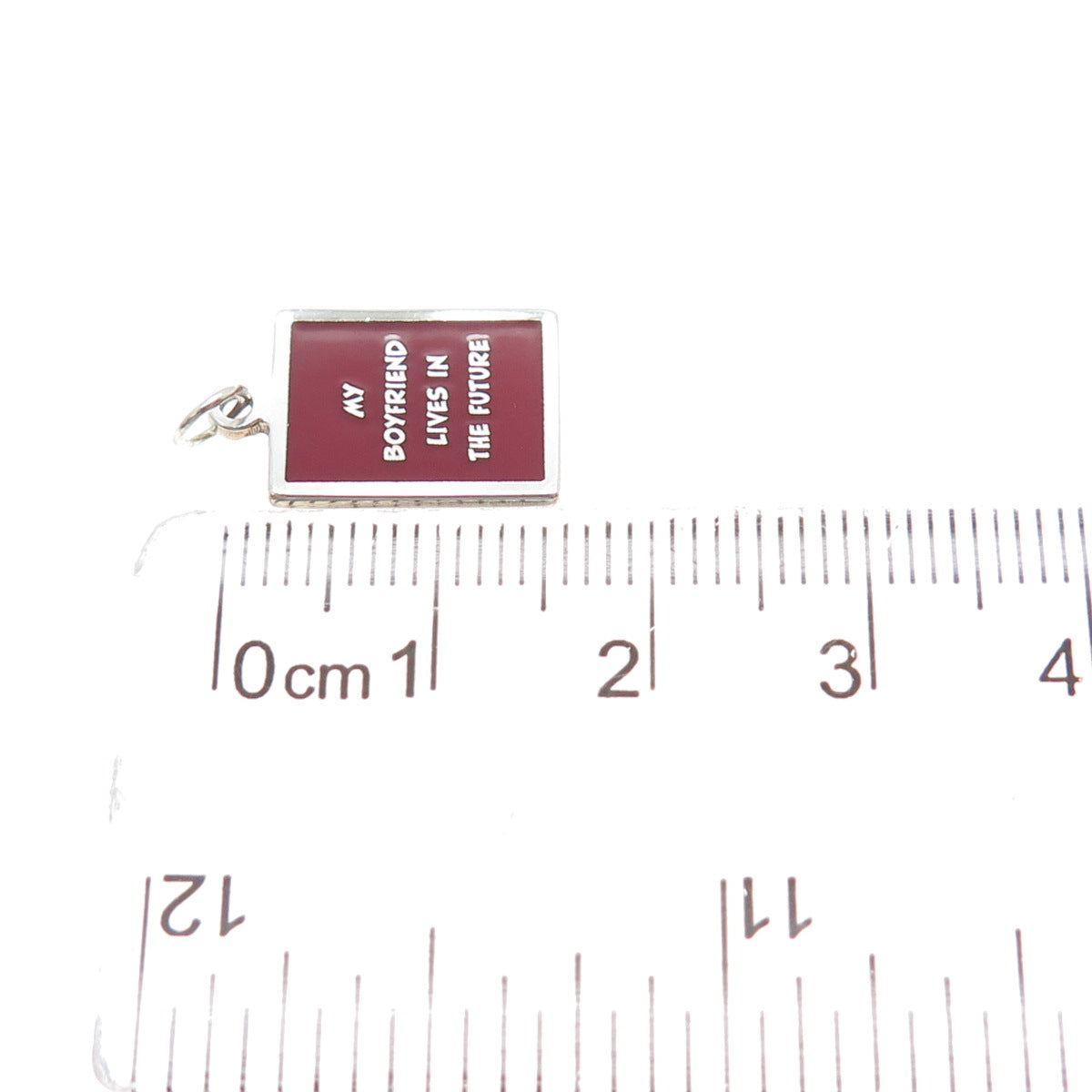 925 Sterling Enamel My Boyfriend Lives In The Future Minimalist Charm Pendant