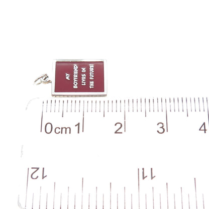 925 Sterling Enamel My Boyfriend Lives In The Future Minimalist Charm Pendant