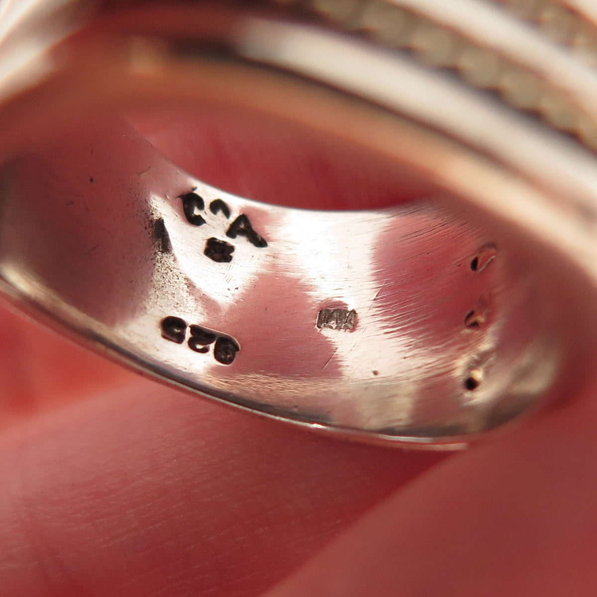 Chateau D’Argent 925 Sterling Silver 14K Gold Vintage Ribbed Ring Size 8