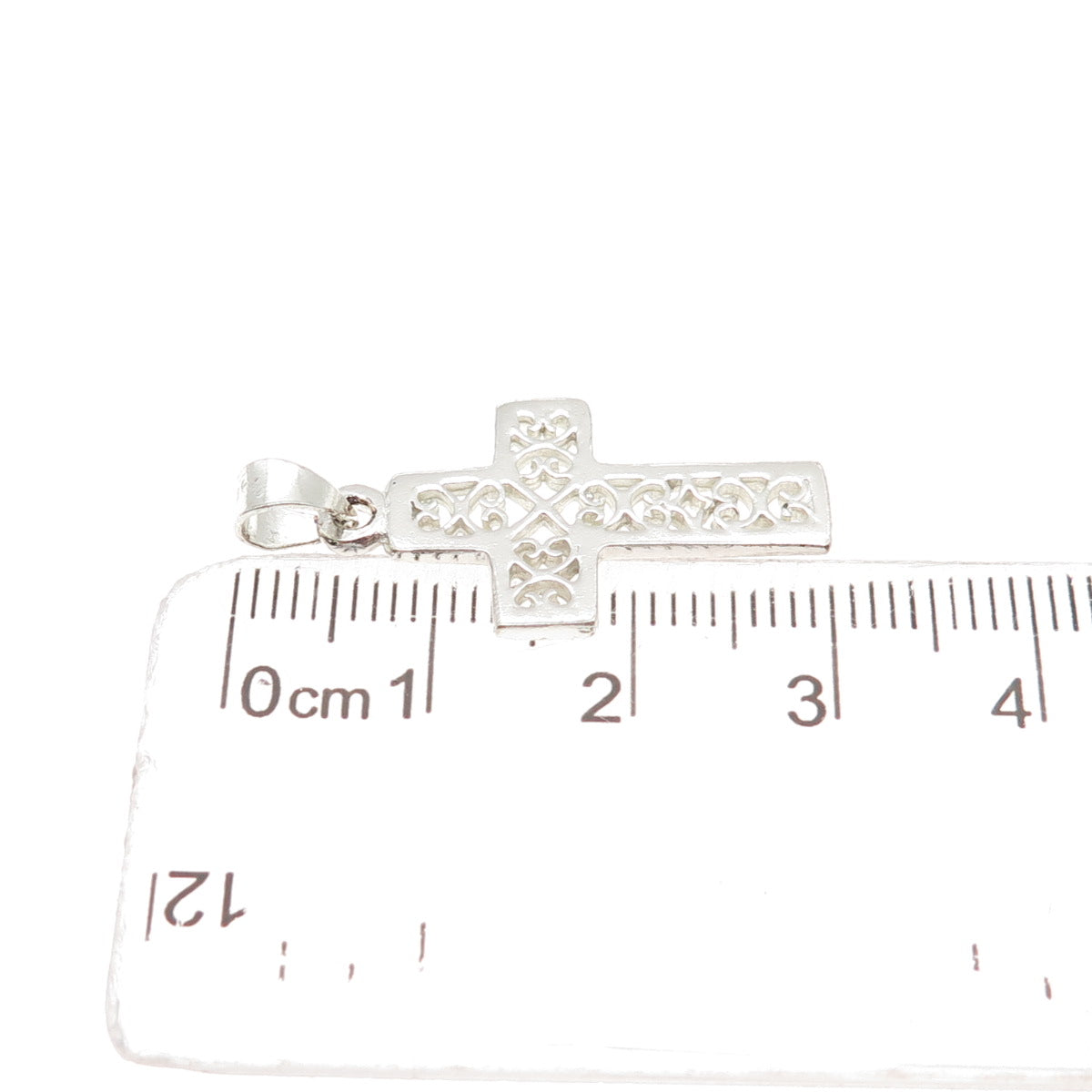 925 Sterling Silver Vintage Cross Heart Ornate Charm Pendant
