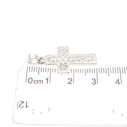 925 Sterling Silver Vintage Cross Heart Ornate Charm Pendant