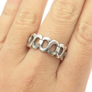 FRIENDSHIP 925 Sterling Silver Vintage Infinity Chain Link Band Ring Size 10