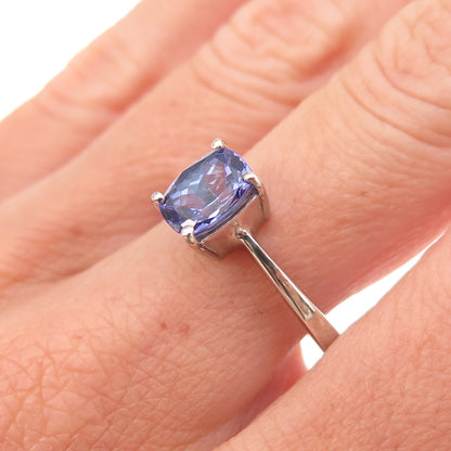 D'Joy 925 Sterling Silver Real Cushion-Cut Tanzanite Ring Size 8