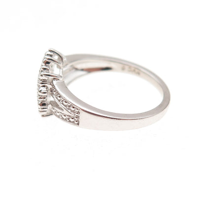 925 Sterling Silver Real Round-Cut Diamond Ring Size 6.25