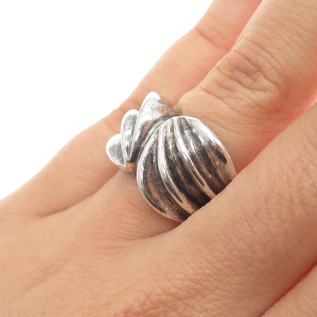 925 Sterling Silver Vintage Mexico Modernist Oxidized Ring Size 6.25