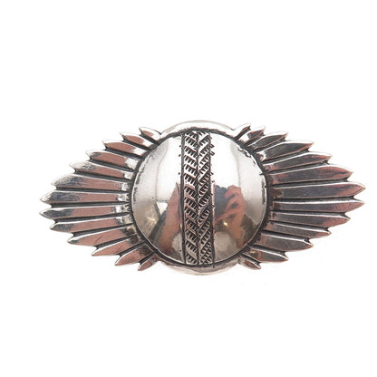 Old Pawn 925 Sterling Silver Vintage Southwestern Sunburst Oxidized Pin Brooch