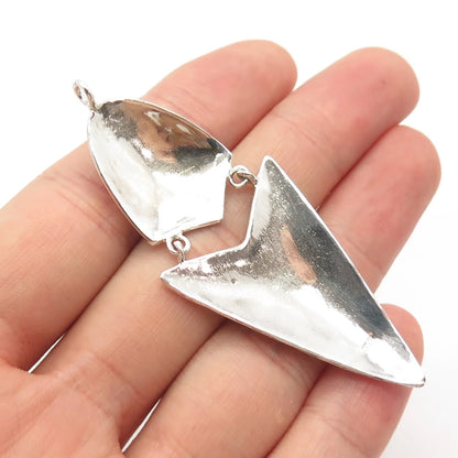 925 Sterling Silver Vintage Textured Modernist Dangling Pendant