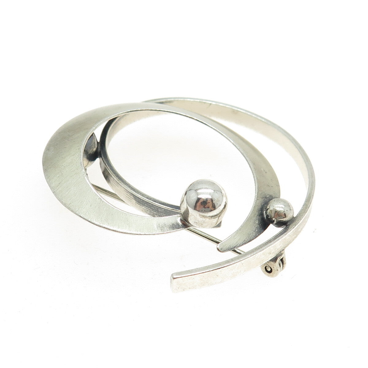 BEAU 925 Sterling Silver Vintage Modernist Pin Brooch