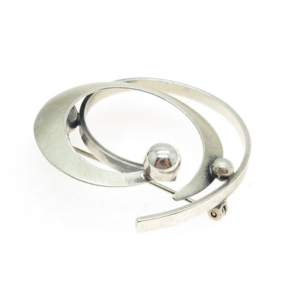 BEAU 925 Sterling Silver Vintage Modernist Pin Brooch