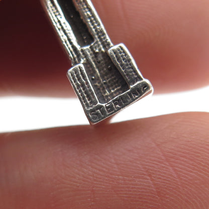 925 Sterling Silver Antique Art Deco Empire State Building Minimalist Pendant