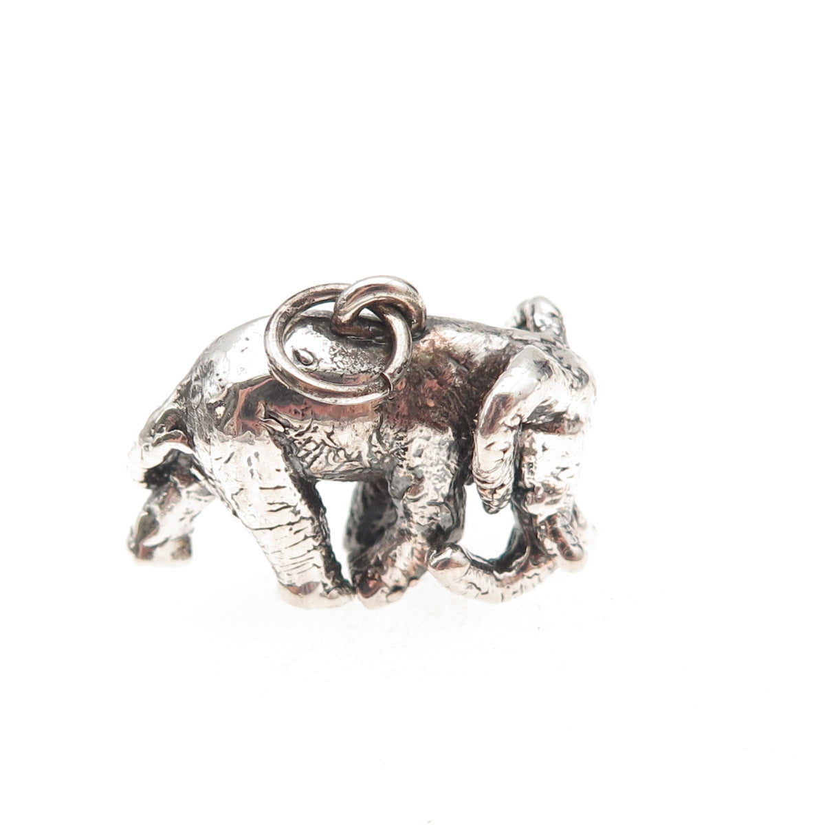 925 Sterling Silver Vintage Elephant Oxidized 3D Charm Pendant