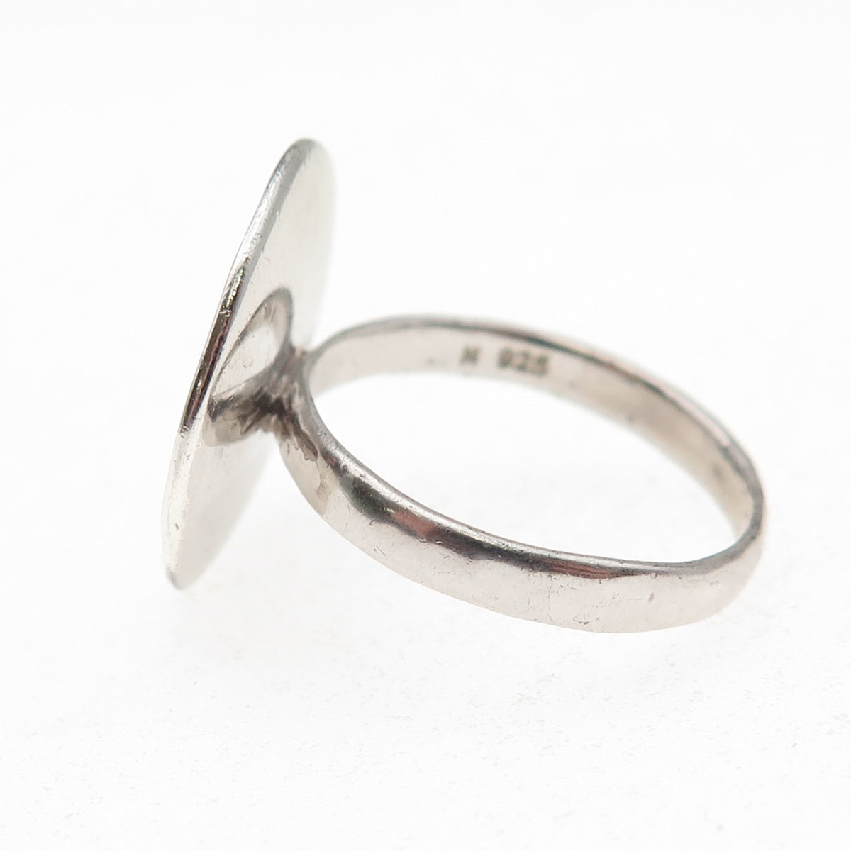 925 Sterling Silver Vintage Love Disc Ring Size 8.25