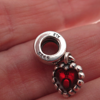 Pandora 925 Sterling Silver Red Enamel Forever Heart Dangle Charm