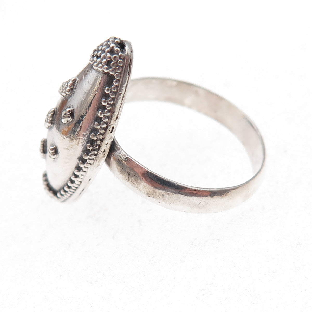 925 Sterling Silver Vintage Granulated Oxidized Ring Size 9.75