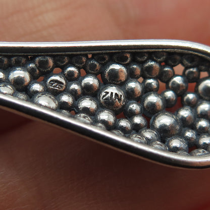 ZINA 925 Sterling Silver Vintage Modernist Beaded Oxidized Dangle Earrings