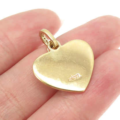 925 Sterling Silver Gold Plated Real Round-Cut Diamond Heart Tag Pendant