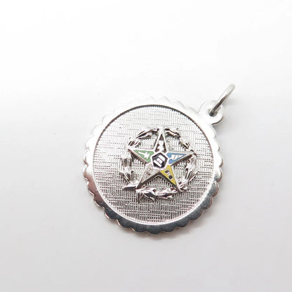 GRIFFITH & SONS CO 925 Sterling Silver Vintage Enamel Masonic Star Pendant