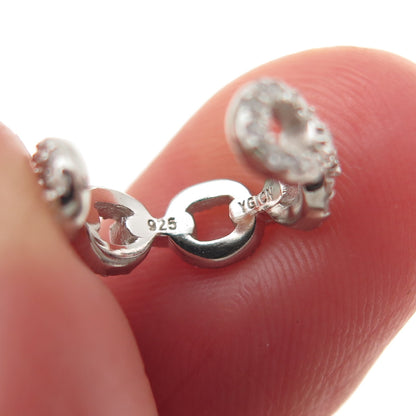 925 Sterling Silver Round-Cut C Z Cable Link SINGLE Cuff Earring